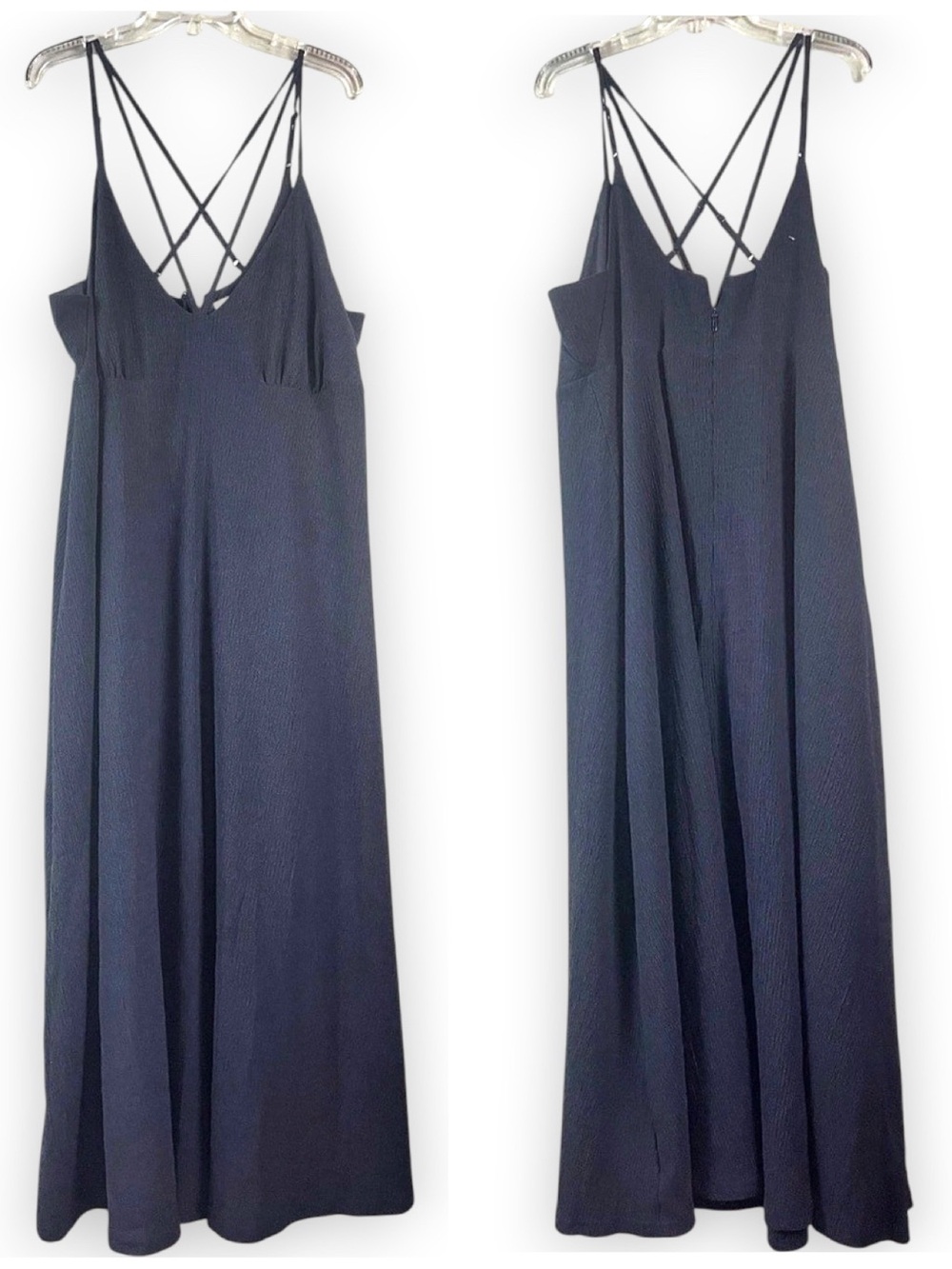 City Chic Maxi Crisscross Back Dress in Black Crepe Size Medium